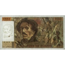 F 69-01e - 1978 - 100 francs - Delacroix - Série P.8 - Etat : TB+