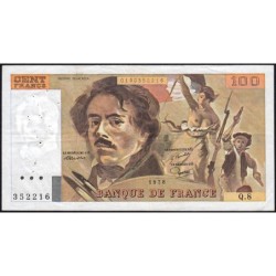 F 69-01f - 1978 - 100 francs - Delacroix - Série Q.8 - Etat : TB+