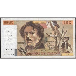 F 69-01g - 1978 - 100 francs - Delacroix - Série U.9 - Etat : TB