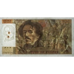 F 69-02b - 1979 - 100 francs - Delacroix - Série F.10 - Etat : TB