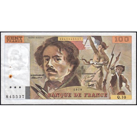 F 69-02b - 1979 - 100 francs - Delacroix - Série Q.10 - Etat : TTB