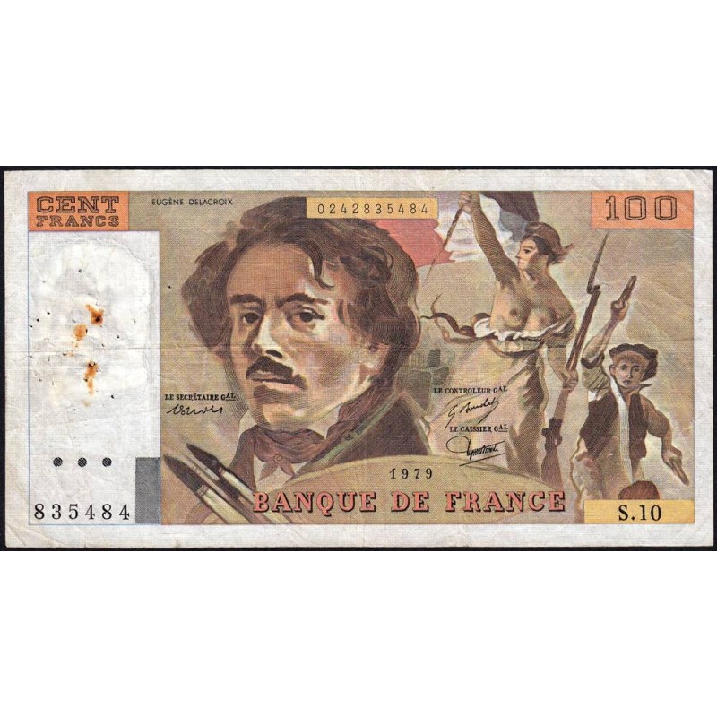 F 69-02b - 1979 - 100 francs - Delacroix - Série S.10 - Etat : TB-