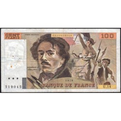 F 69-02c - 1979 - 100 francs - Delacroix - Série U.14 - Etat : TB-