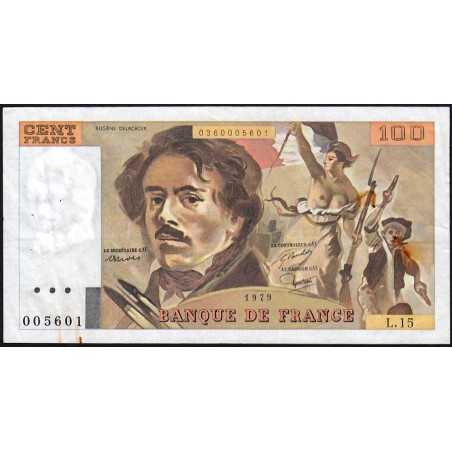 F 69-02c - 1979 - 100 francs - Delacroix - Série L.15 - Etat : TTB