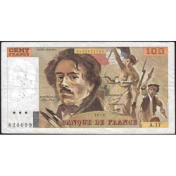 F 69-02c - 1979 - 100 francs - Delacroix - Série A.17 - Etat : TB+