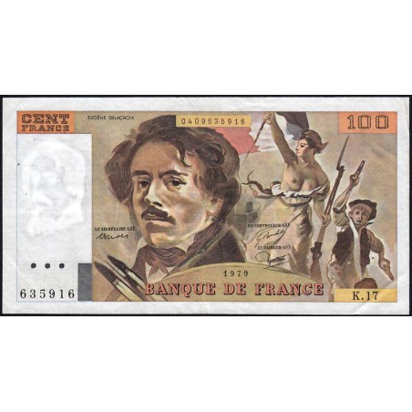 F 69-02c - 1979 - 100 francs - Delacroix - Série K.17 - Etat : TTB