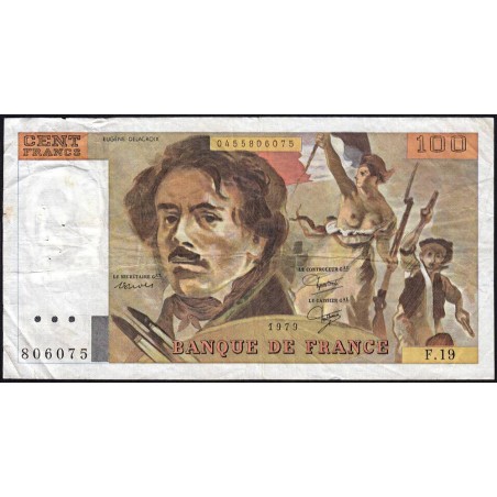 F 69-03 - 1979 - 100 francs - Delacroix - Série F.19 - Etat : TB-