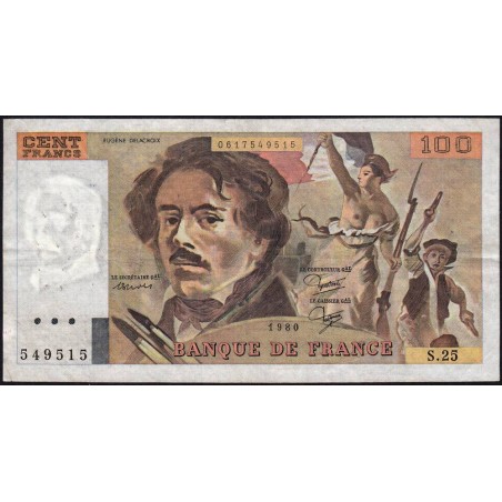 F 69-04a - 1980 - 100 francs - Delacroix - Série S.25 - Etat : TB+