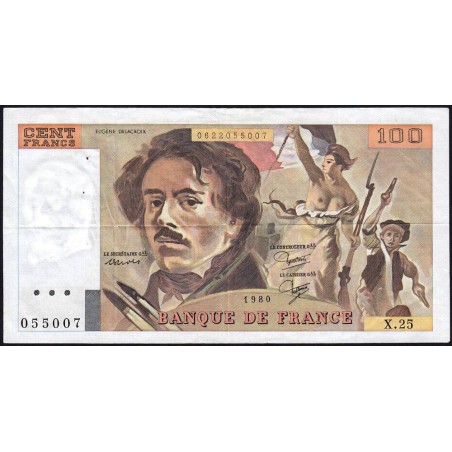 F 69-04a - 1980 - 100 francs - Delacroix - Série X.25 - Etat : TTB