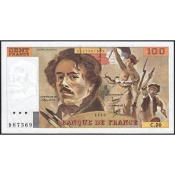 F 69-04a - 1980 - 100 francs - Delacroix - Série C.30 - Etat : TTB