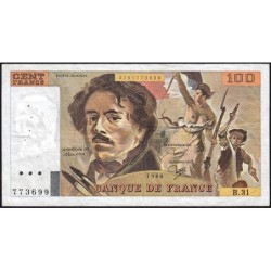 F 69-04a - 1980 - 100 francs - Delacroix - Série B.31 - Etat : TB