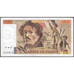 F 69-04a - 1980 - 100 francs - Delacroix - Série B.32 - Etat : TB+