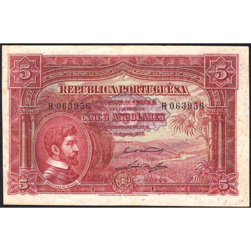 Angola - Pick 66 - 5 angolares - Série H - 14/08/1926 - Etat : TTB