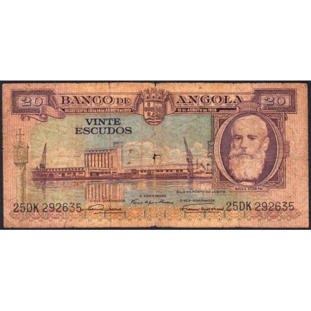 Angola - Pick 87 - 20 escudos - Série 25 DK - 15/08/1956 - Etat : B