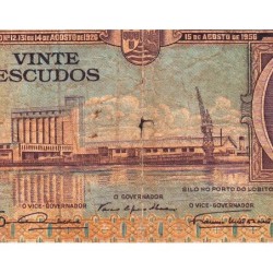 Angola - Pick 87 - 20 escudos - Série 25 DK - 15/08/1956 - Etat : B