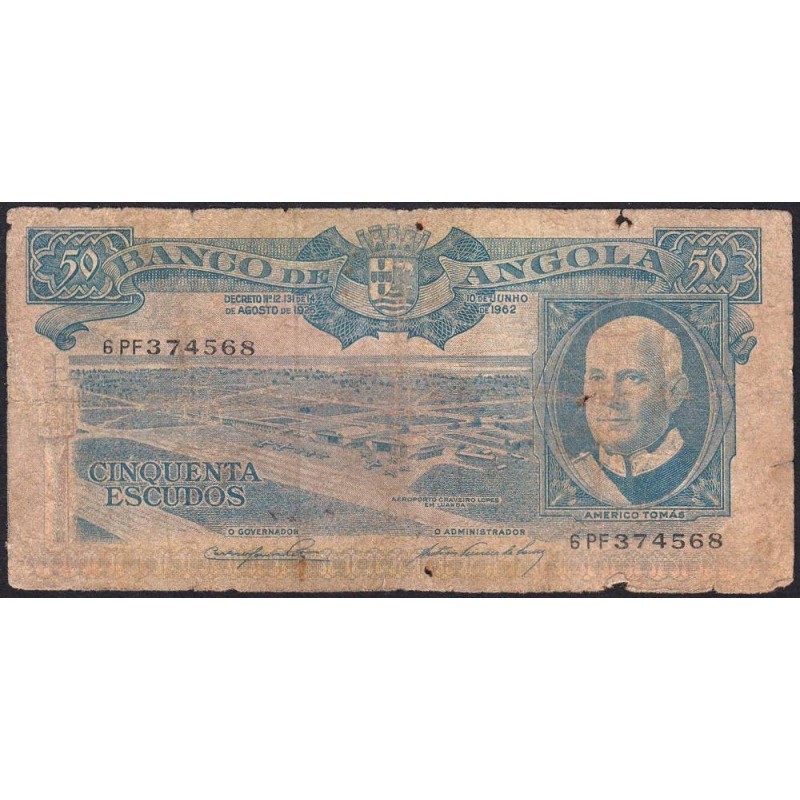 Angola - Pick 93 - 50 escudos - Série 6 PF - 10/06/1962 - Etat : B-