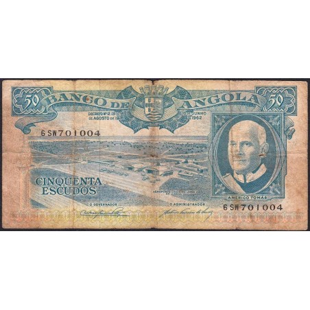 Angola - Pick 93 - 50 escudos - Série 6 SW - 10/06/1962 - Etat : B+
