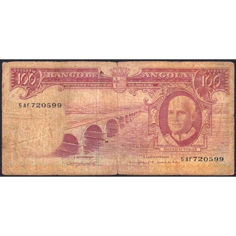 Angola - Pick 94 - 100 escudos - Série 5 Af - 10/06/1962 - Etat : B-