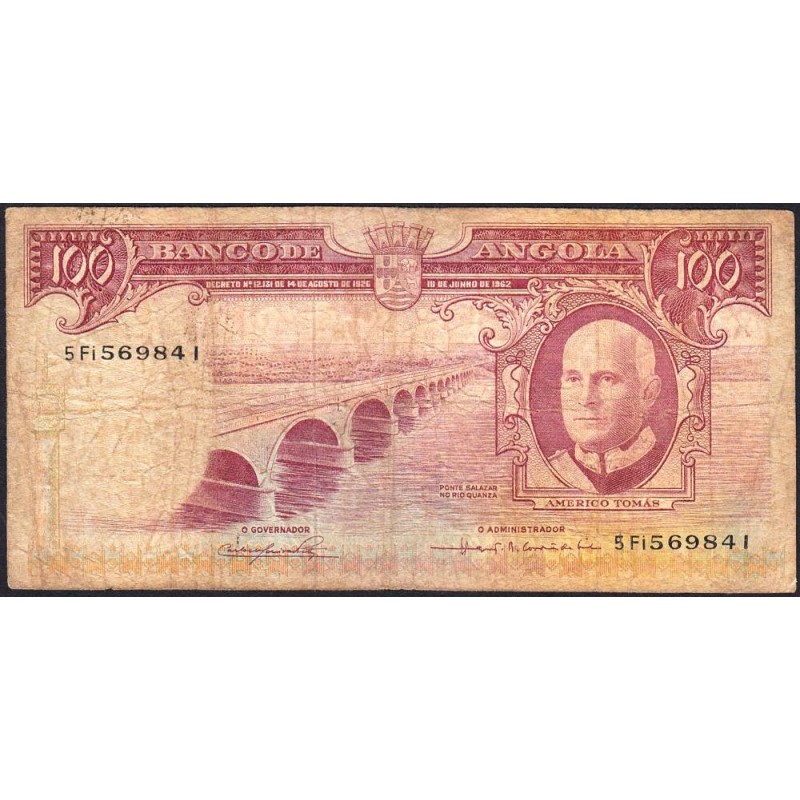 Angola - Pick 94 - 100 escudos - Série 5 Fi - 10/06/1962 - Etat : B+