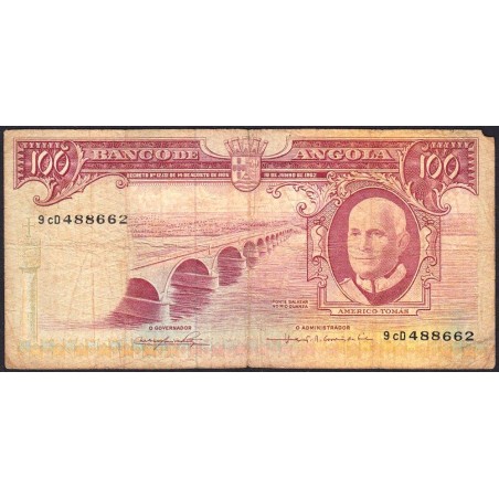 Angola - Pick 94 - 100 escudos - Série 9 cD - 10/06/1962 - Etat : B