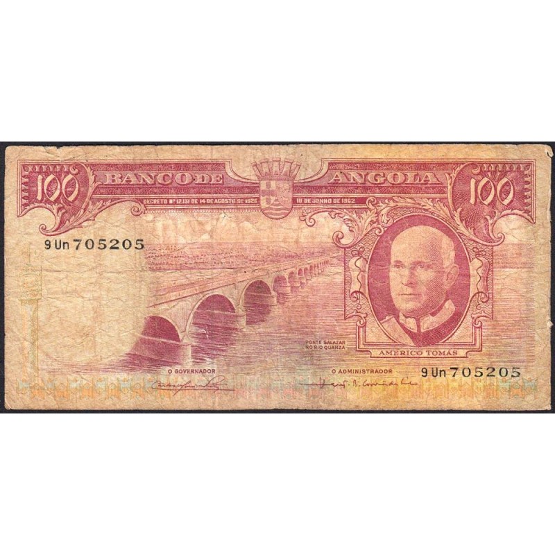 Angola - Pick 94 - 100 escudos - Série 9 Un - 10/06/1962 - Etat : B