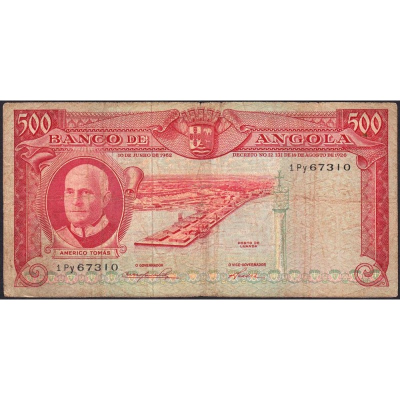Angola - Pick 95 - 500 escudos - Série 1 Py - 10/06/1962 - Etat : B