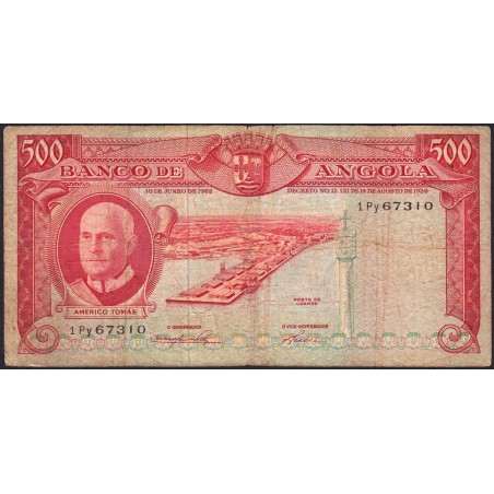 Angola - Pick 95 - 500 escudos - Série 1 Py - 10/06/1962 - Etat : B