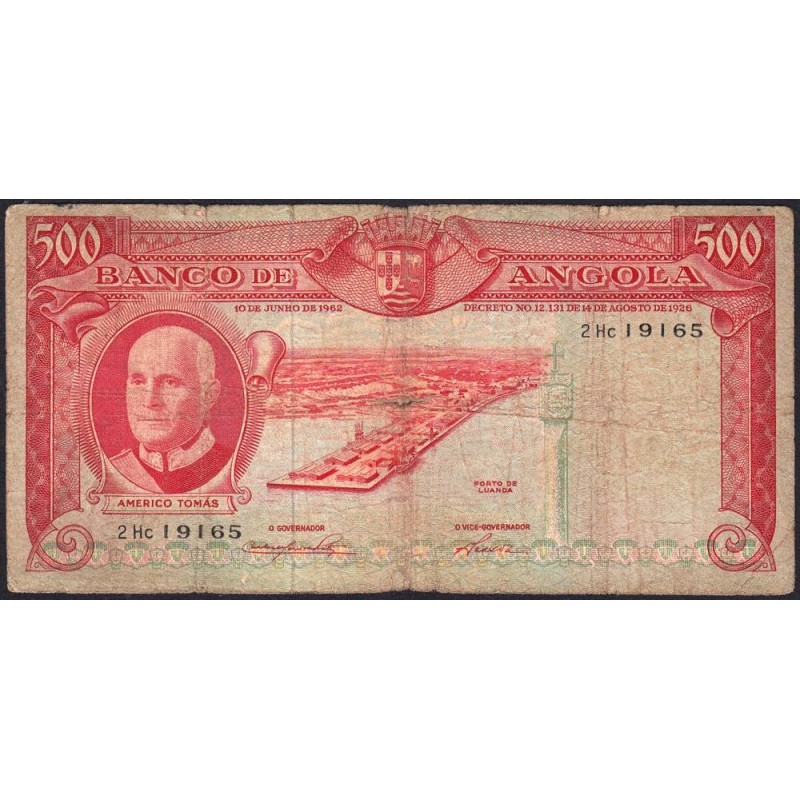 Angola - Pick 95 - 500 escudos - Série 2 Hc - 10/06/1962 - Etat : B-