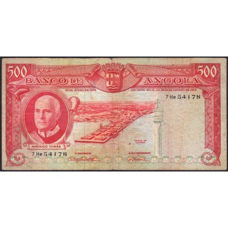 Angola - Pick 95 - 500 escudos - Série 7 He - 10/06/1962 - Etat : TB-