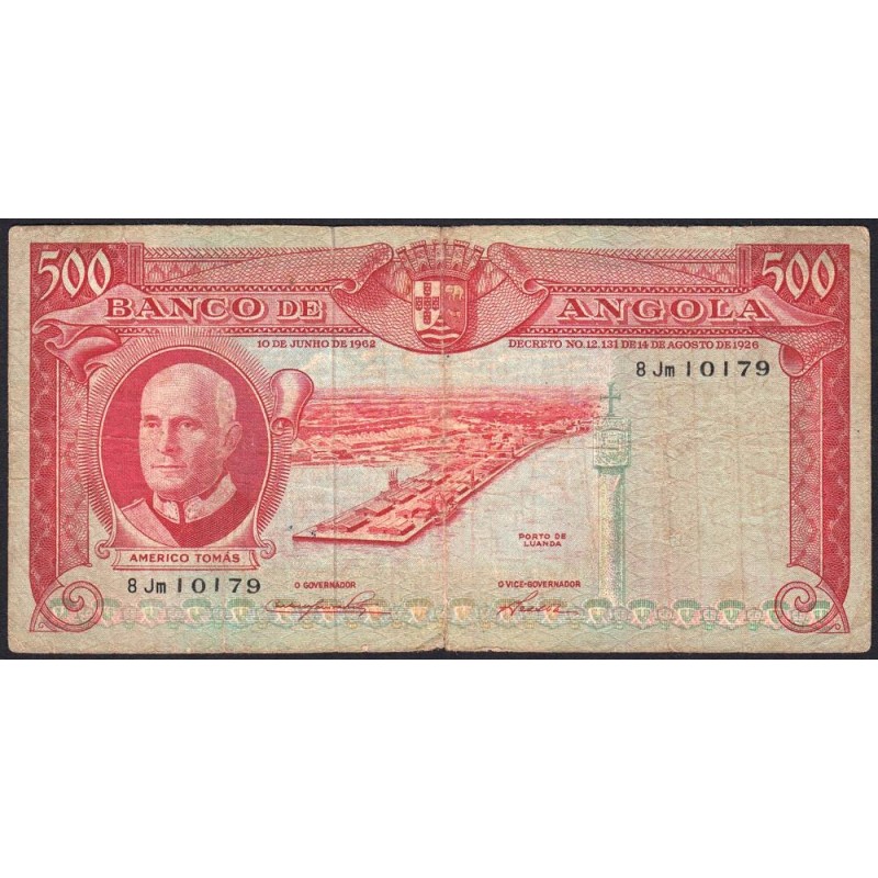 Angola - Pick 95 - 500 escudos - Série 8 Jm - 10/06/1962 - Etat : B+