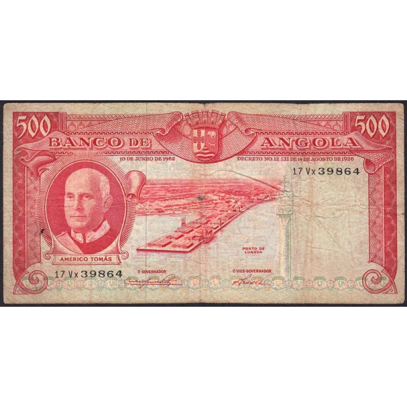 Angola - Pick 95 - 500 escudos - Série 17 Vx - 10/06/1962 - Etat : B+