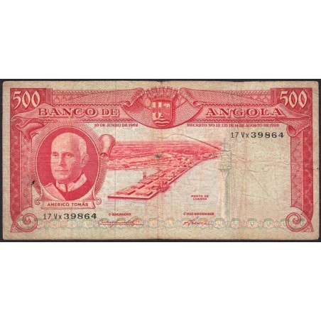 Angola - Pick 95 - 500 escudos - Série 17 Vx - 10/06/1962 - Etat : B+