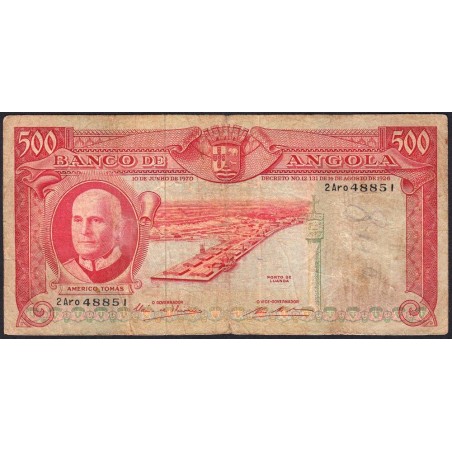 Angola - Pick 97_1 - 500 escudos - Série 2 Aro - 10/06/1970 - Etat : B