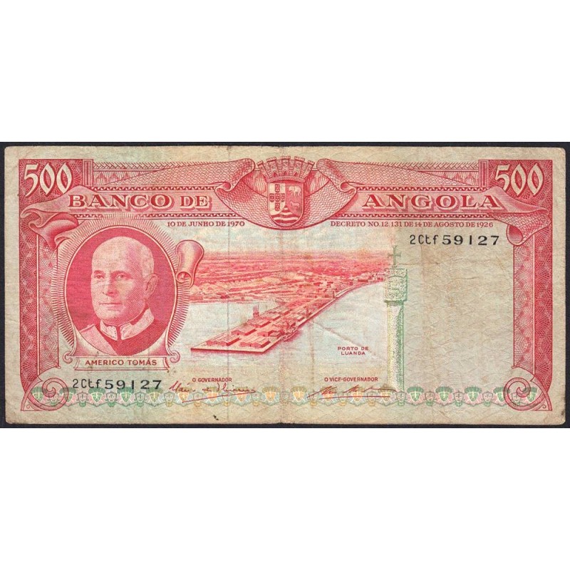 Angola - Pick 97_1 - 500 escudos - Série 2 Ctf - 10/06/1970 - Etat : B+