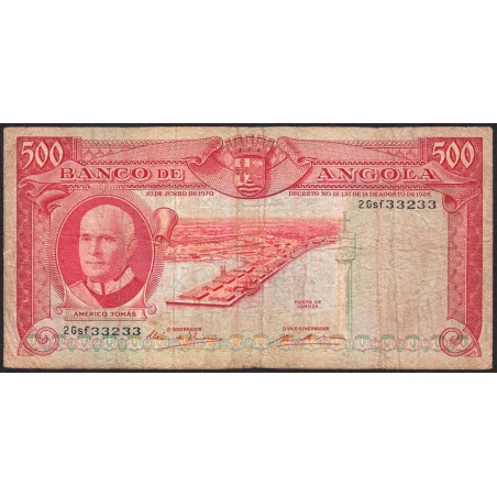 Angola - Pick 97_1 - 500 escudos - Série 2 Gsf - 10/06/1970 - Etat : B