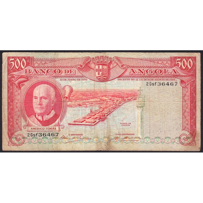 Angola - Pick 97_1 - 500 escudos - Série 2 Gsf - 10/06/1970 - Etat : B