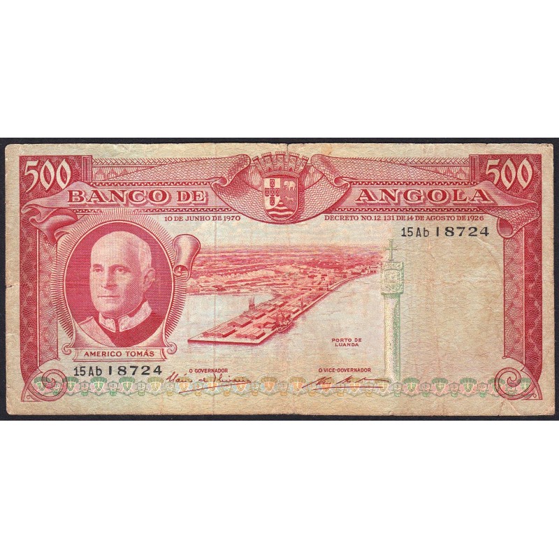 Angola - Pick 97_2 - 500 escudos - Série 15 Ab - 10/06/1970 - Etat : TB-