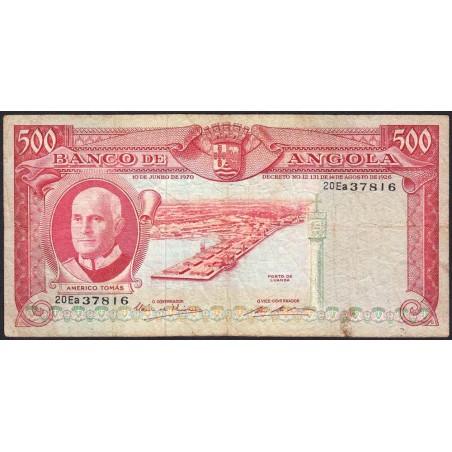 Angola - Pick 97_2 - 500 escudos - Série 20 Ea - 10/06/1970 - Etat : B-