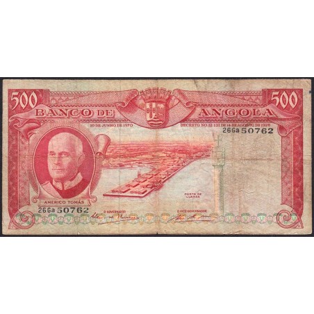 Angola - Pick 97_2 - 500 escudos - Série 26 Ga - 10/06/1970 - Etat : B