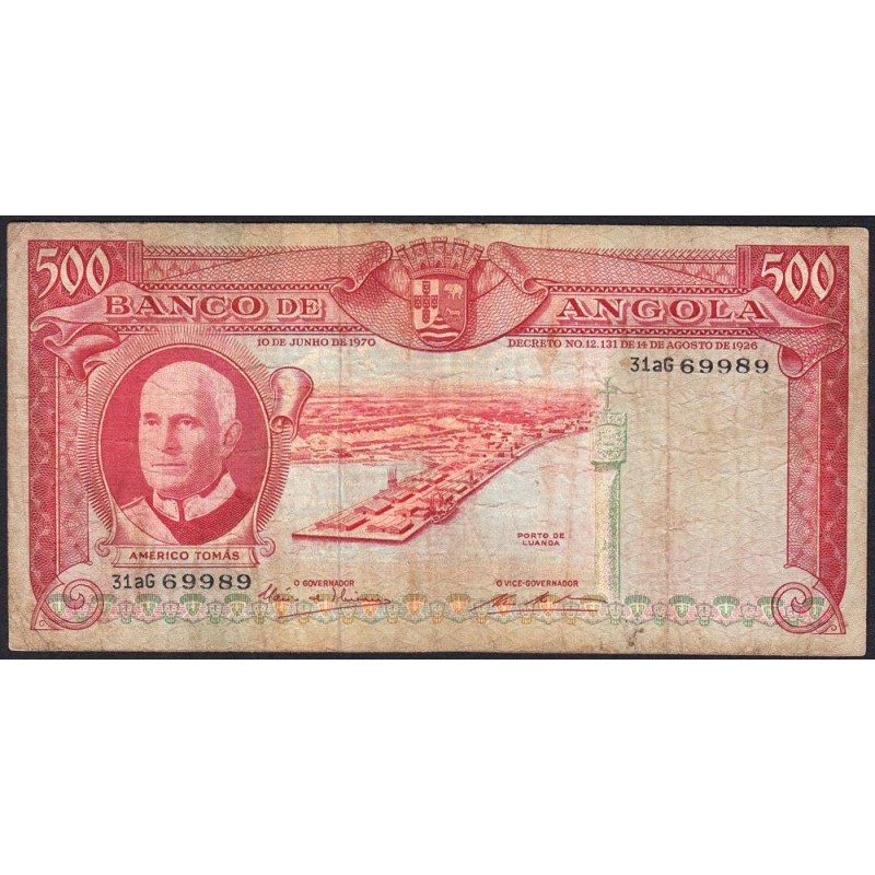 Angola - Pick 97_2 - 500 escudos - Série 31 aG - 10/06/1970 - Etat : B+
