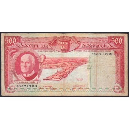 Angola - Pick 97_2 - 500 escudos - Série 37 aG - 10/06/1970 - Etat : B+