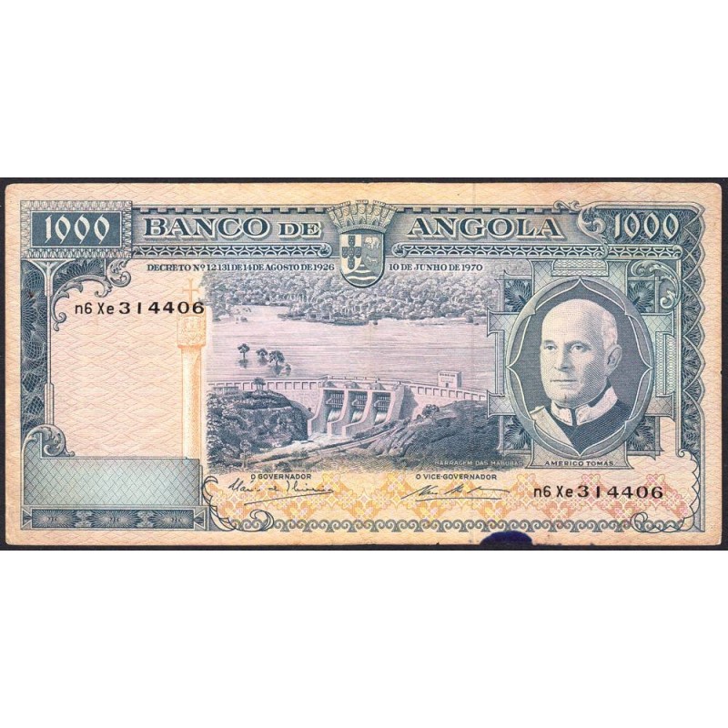 Angola - Pick 98_2 - 1'000 escudos - Série n6 Xe - 10/06/1970 - Etat : TB