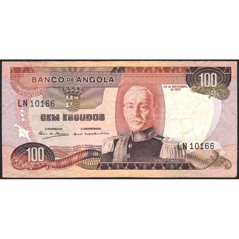Angola - Pick 101 - 100 escudos - Série LN - 24/11/1972 - Etat : TB+