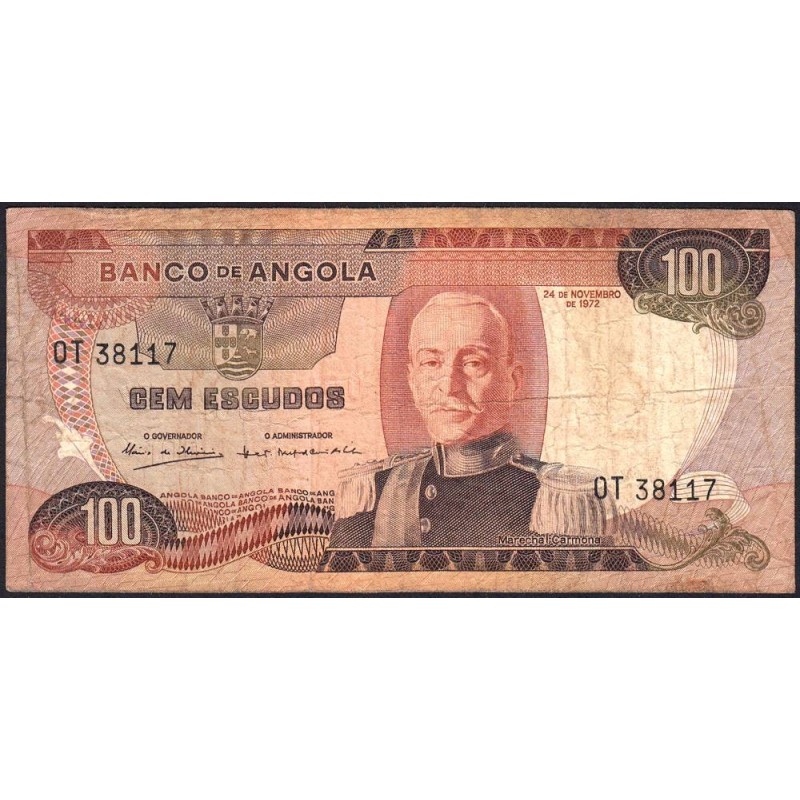 Angola - Pick 101 - 100 escudos - Série OT - 24/11/1972 - Etat : B