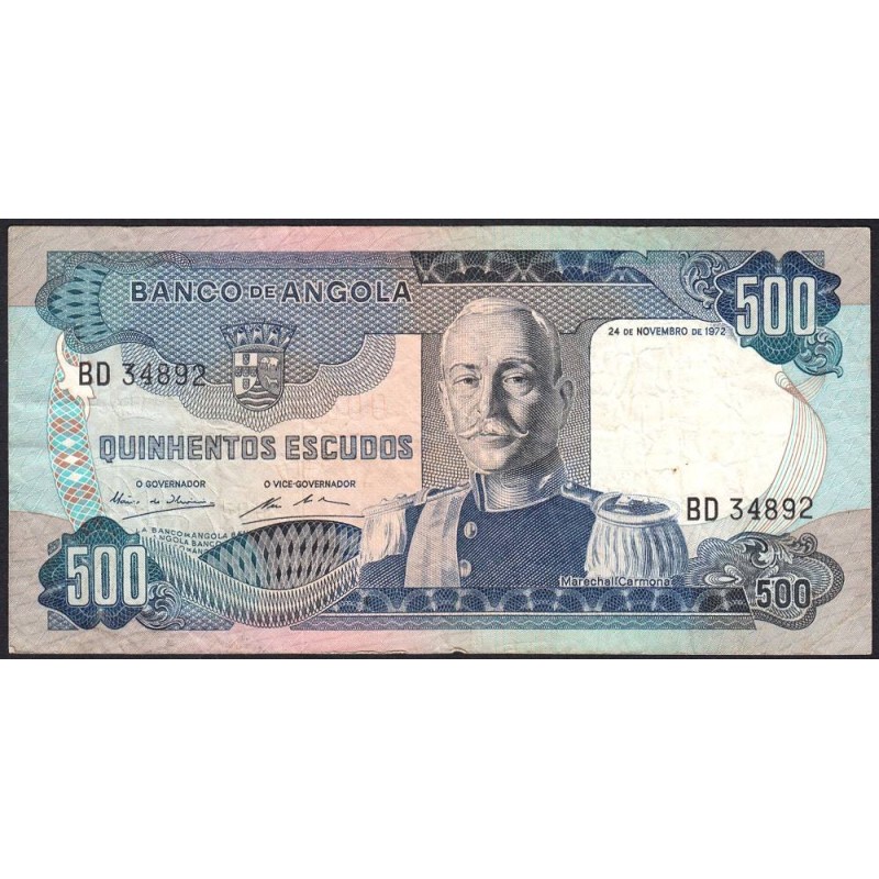 Angola - Pick 102 - 500 escudos - Série BD - 24/11/1972 - Etat : TB