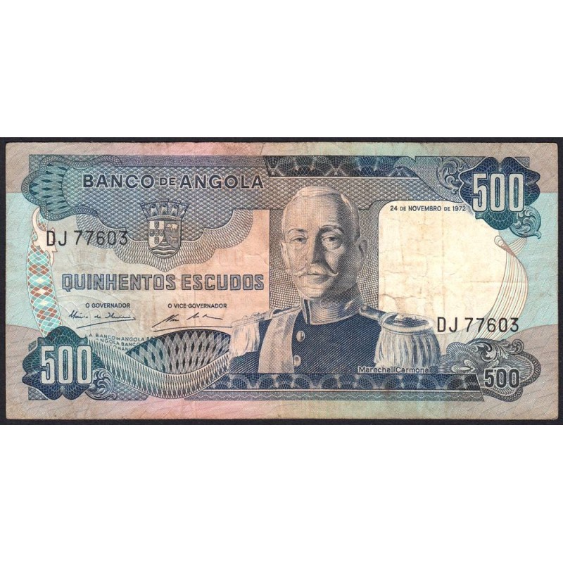 Angola - Pick 102 - 500 escudos - Série DJ - 24/11/1972 - Etat : TB-