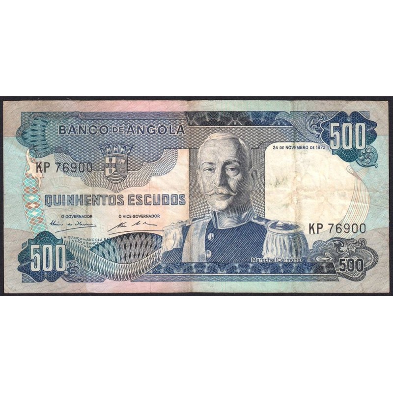Angola - Pick 102 - 500 escudos - Série KP - 24/11/1972 - Etat : TB-