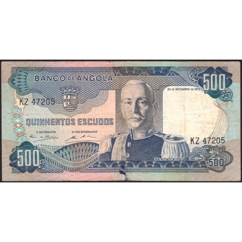 Angola - Pick 102 - 500 escudos - Série KZ - 24/11/1972 - Etat : TB