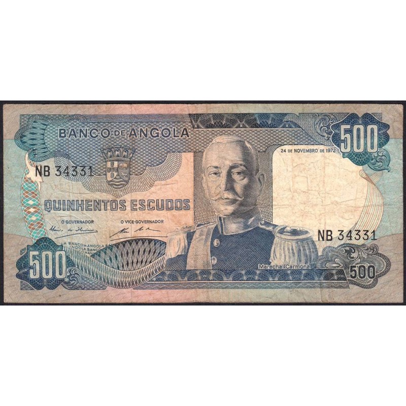 Angola - Pick 102 - 500 escudos - Série NB - 24/11/1972 - Etat : TB-