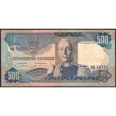 Angola - Pick 102 - 500 escudos - Série NB - 24/11/1972 - Etat : TB-